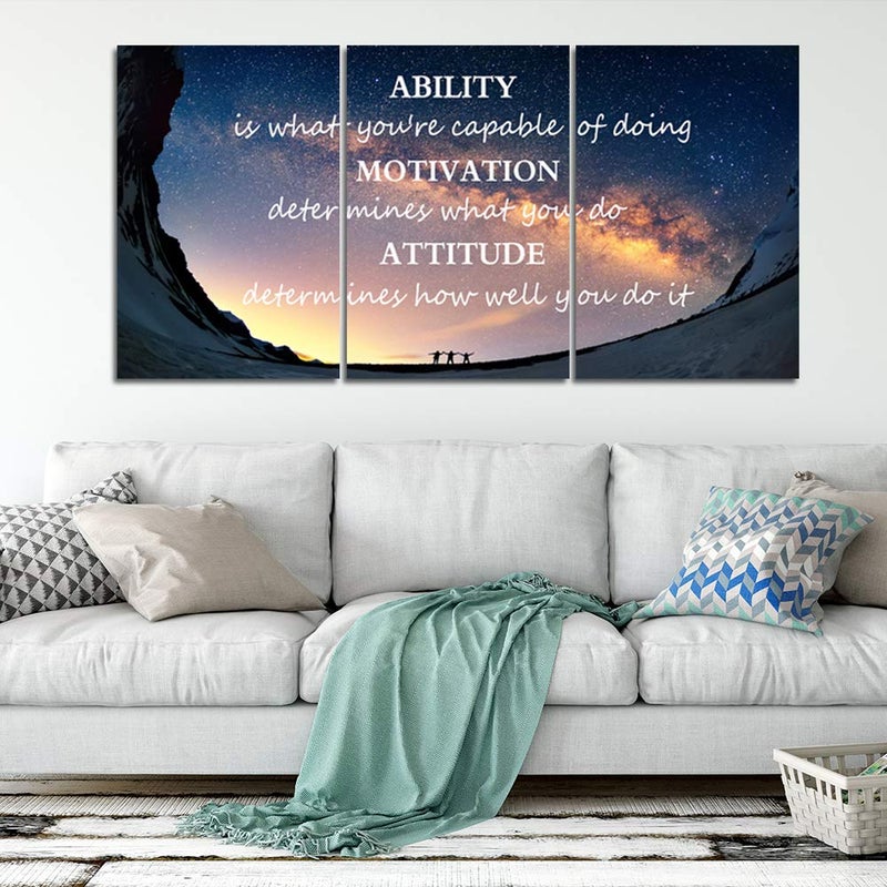 Yetaryy Large Canvas Quotes Wall Art Ability Motivation Attitude Inspirational Saying Posters and Prints 3 Piece Home Decor Entrepreneur Office Words Quote Decoration Ready to Hang - 48" W x 24" H - Image 5